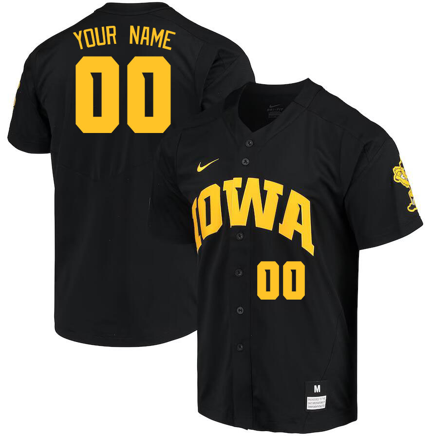 Custom Iowa Hawkeyes Name And Number College Baseball Jerseys Stitched-Black